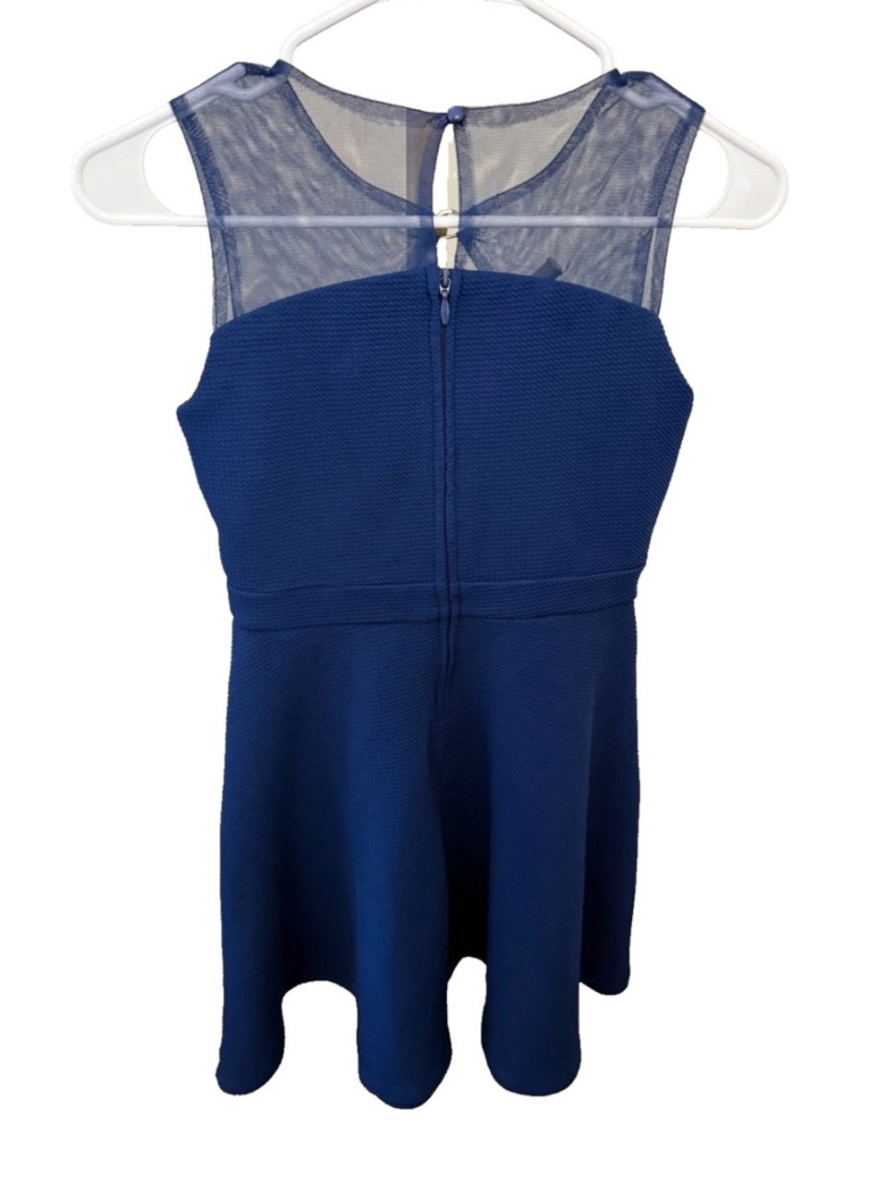 Blush by Us Angels Sleeveless Navy Mesh Yoke Fit-and-Flare Dress Sz 12